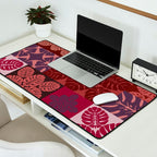 Hawaiian quilt Monstera pattern in maroon Desk Mat Gallery Image 2