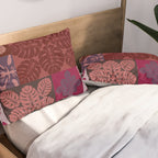 Hawaiian quilt Monstera pattern in maroon Pillow Sham Gallery Image 2