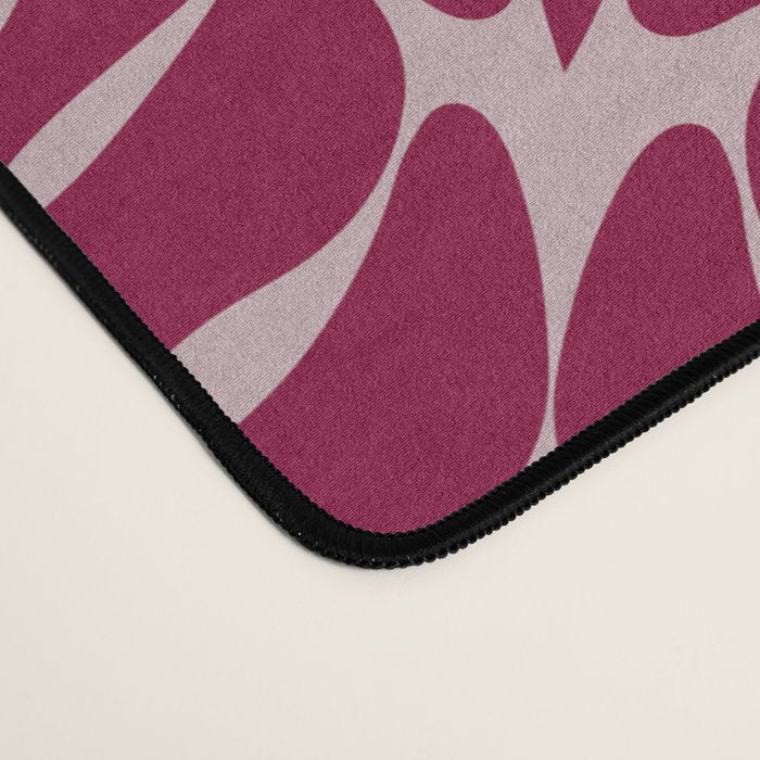 Hawaiian quilt Monstera pattern in maroon Desk Mat Gallery Image 4