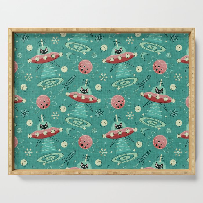 Atomic Cats in Space - ©studioxtine Serving Tray Gallery Image 1