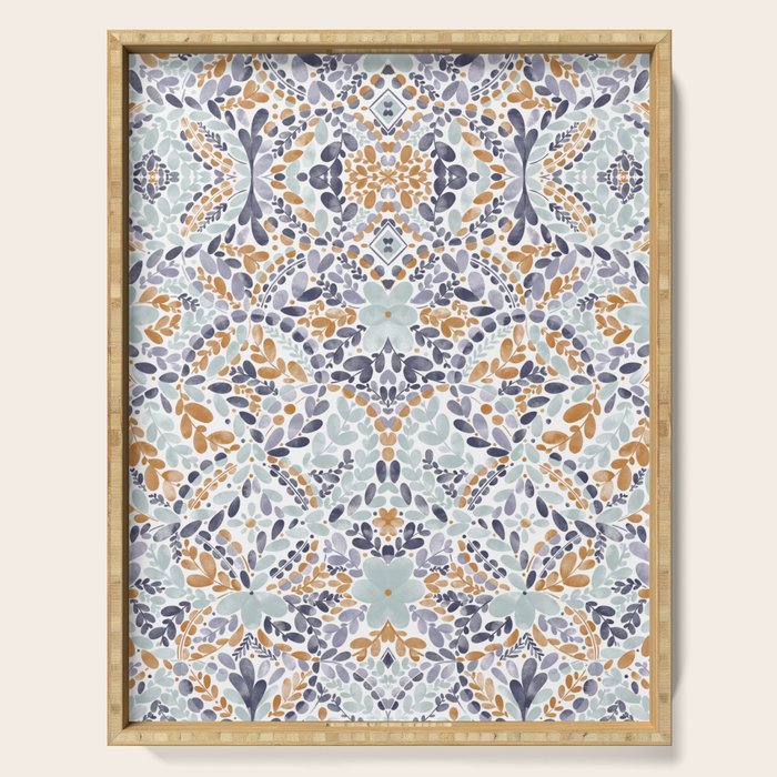 Artistic Floral Motif Medley Serving Tray Gallery Image 1