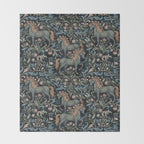 Whimsical Horses Botanicals II Throw Blanket Gallery Image 2