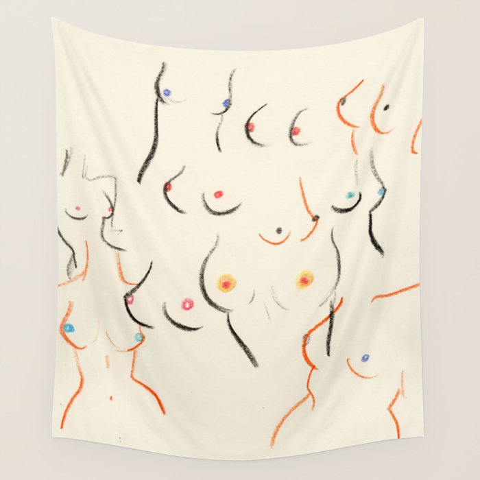 Breasts in Cream Wall Tapestry Gallery Image 1