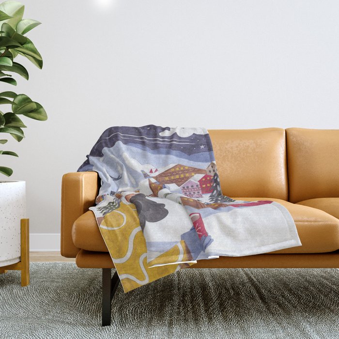 Modern woman in the Alps Throw Blanket Gallery Image 1