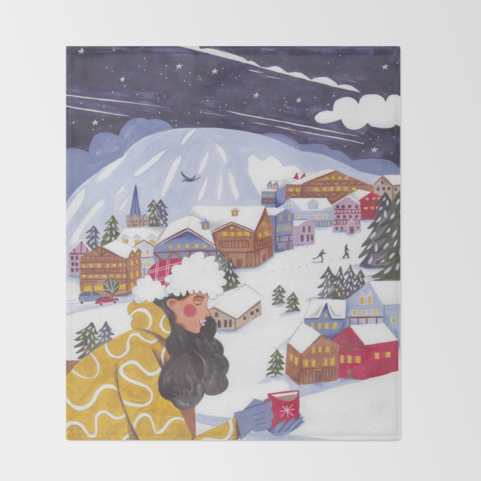 Modern woman in the Alps Throw Blanket Gallery Image 2