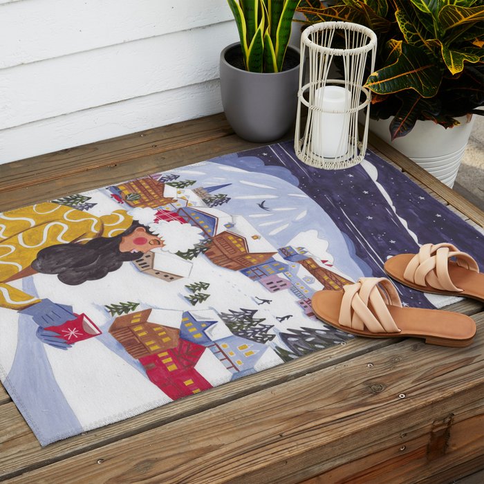 Modern woman in the Alps Outdoor Rug Gallery Image 2