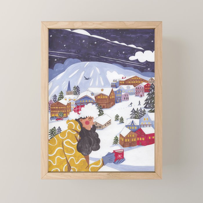 Modern woman in the Alps Mini Art Print Gallery Image 1