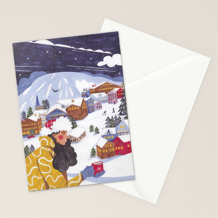 Modern woman in the Alps Stationery Card Gallery Image 2