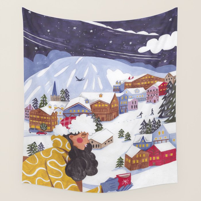 Modern woman in the Alps Wall Tapestry Gallery Image 4