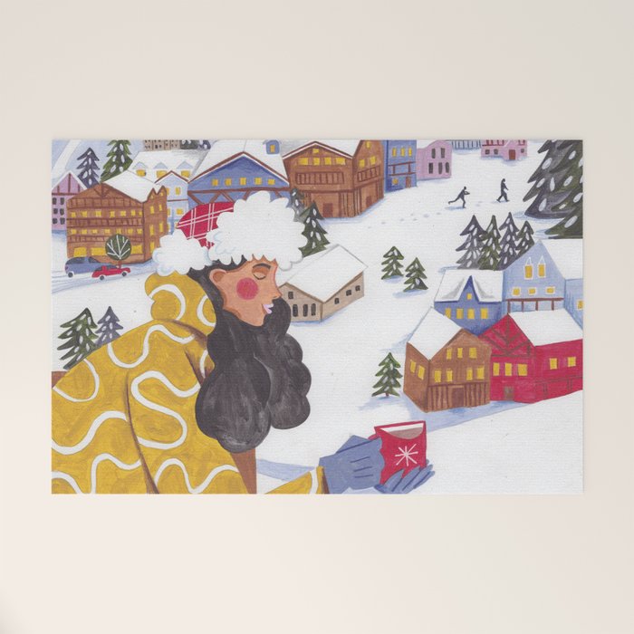 Modern woman in the Alps Welcome Mat Gallery Image 1
