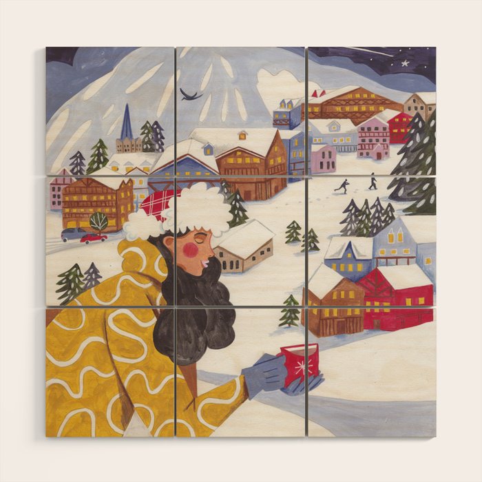 Modern woman in the Alps Wood Wall Art Gallery Image 1