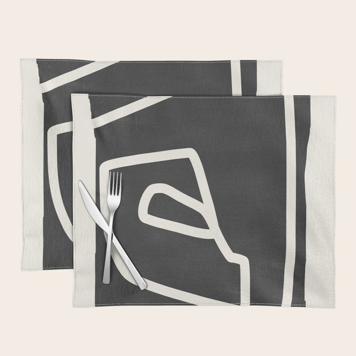 abstract minimal 57 Black & White Placemat Gallery Image 1