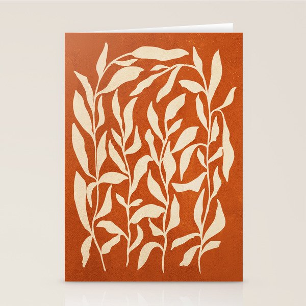 Cognac Leaves: Mid Century Terracotta Edition Stationery Card Gallery Image 2
