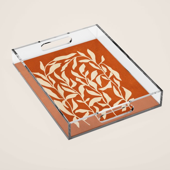 Cognac Leaves: Mid Century Terracotta Edition Acrylic Tray Gallery Image 1
