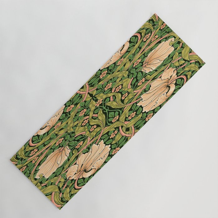 William Morris Pimpernel, green, William Morris floral design  Yoga Mat Gallery Image 1