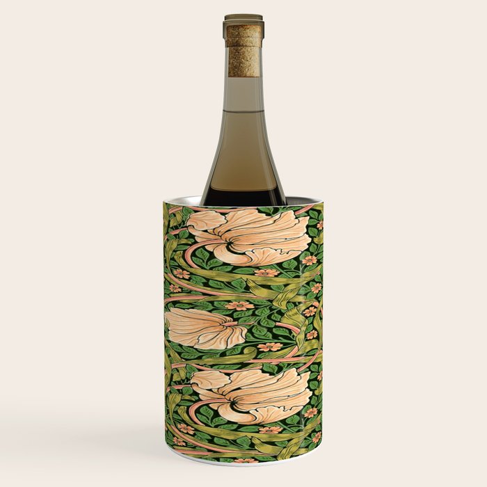 William Morris Pimpernel, green, William Morris floral design  Wine Chiller Gallery Image 2