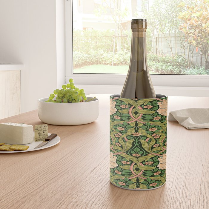 William Morris Pimpernel, green, William Morris floral design  Wine Chiller Gallery Image 4