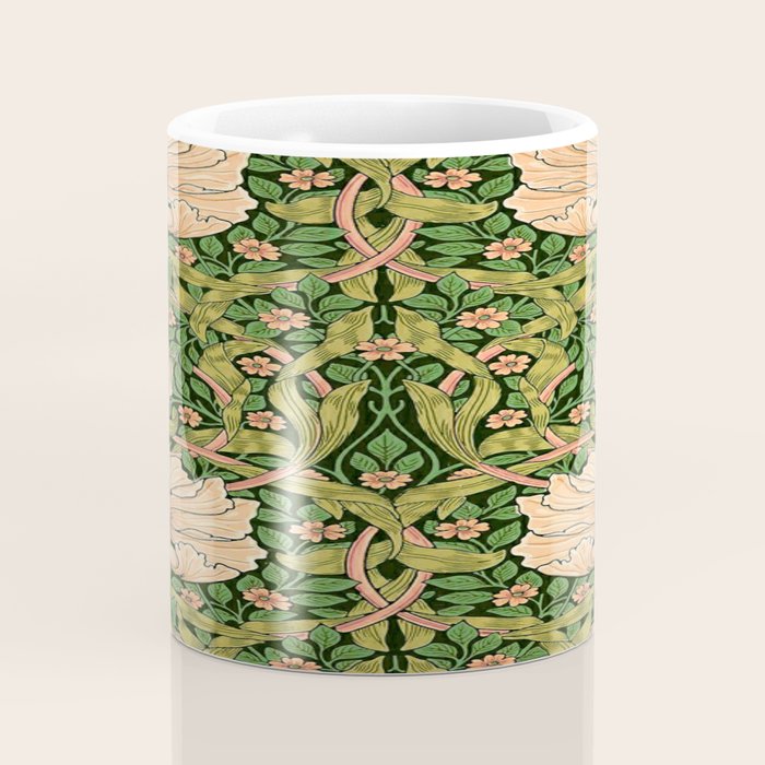 William Morris Pimpernel, green, William Morris floral design  Coffee Mug Gallery Image 4