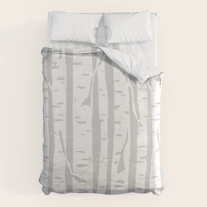 Woodcut Birches Grey Duvet Cover Gallery Image 1
