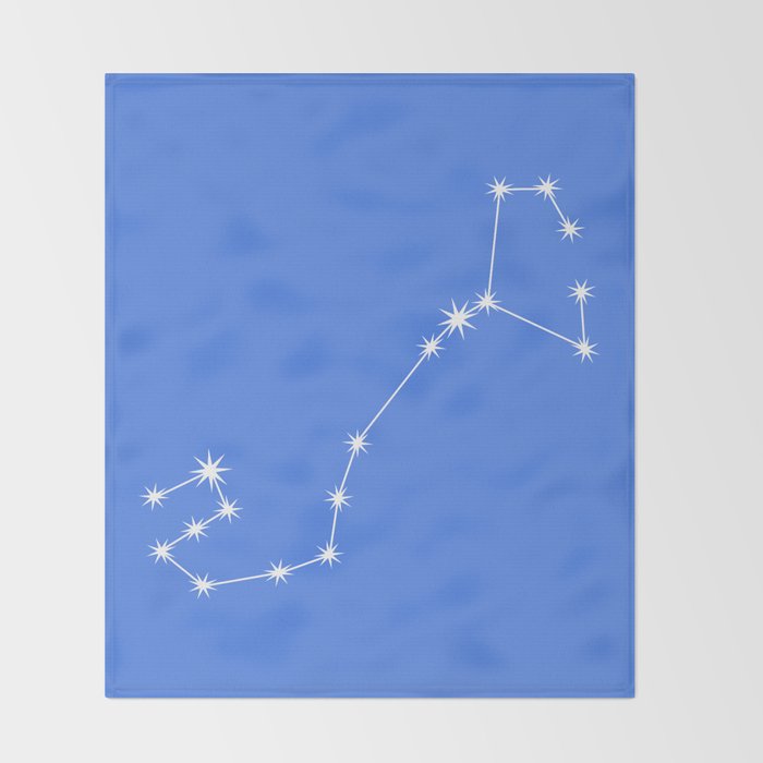 Scorpio Zodiac Star Constellation Line Art Bright Blue Throw Blanket Gallery Image 2