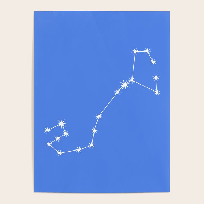 Scorpio Zodiac Star Constellation Line Art Bright Blue Poster Gallery Image 4