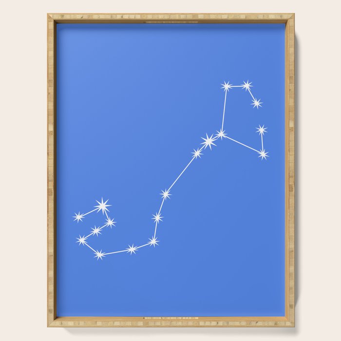 Scorpio Zodiac Star Constellation Line Art Bright Blue Serving Tray Gallery Image 1