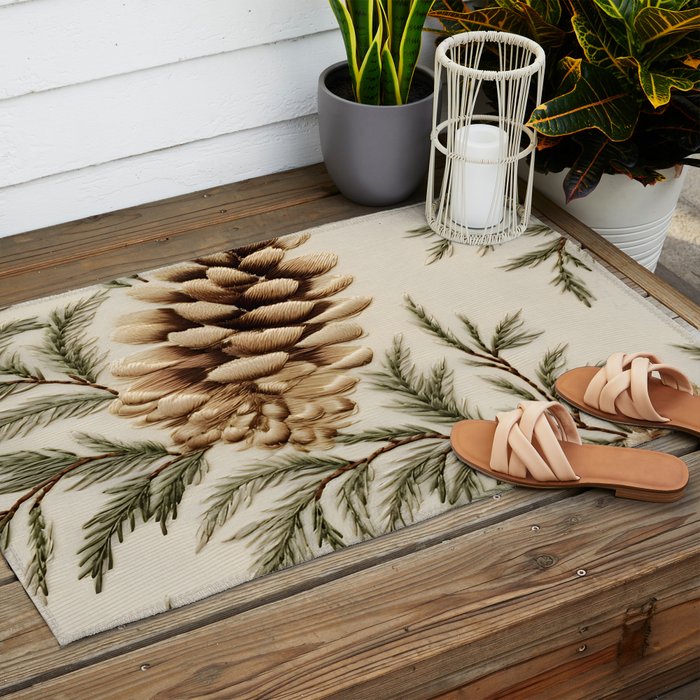 Pinecone Enchantment Outdoor Rug Gallery Image 2