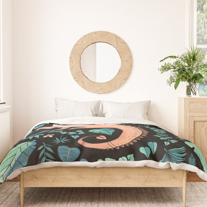 Tropical Dragon in Peach Duvet Cover Gallery Image 3