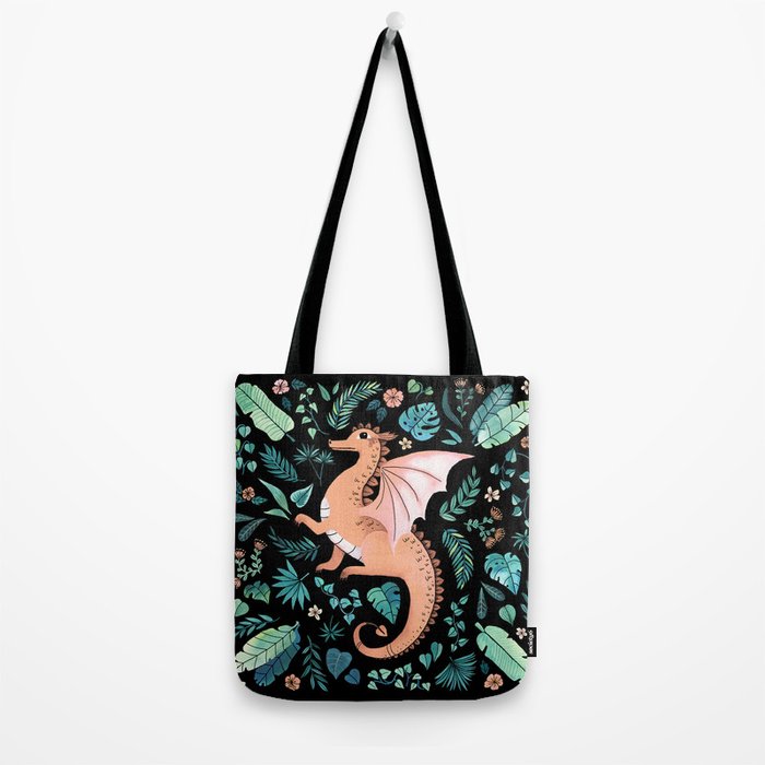 Tropical Dragon in Peach Tote Bag Gallery Image 2