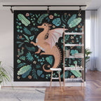 Tropical Dragon in Peach Wall Mural Gallery Image 1