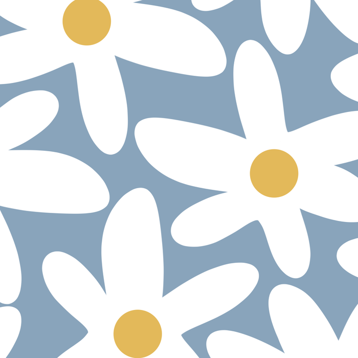 Daisy Time Retro Floral Pattern in Light Blue, White, and Mustard Coffee Mug Gallery Image 2