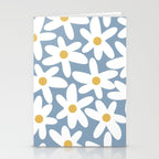 Daisy Time Retro Floral Pattern in Light Blue, White, and Mustard Stationery Card Gallery Image 2