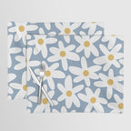 Daisy Time Retro Floral Pattern in Light Blue, White, and Mustard Placemat Gallery Image 1