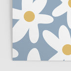 Daisy Time Retro Floral Pattern in Light Blue, White, and Mustard Poster Gallery Image 3