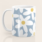 Daisy Time Retro Floral Pattern in Light Blue, White, and Mustard Coffee Mug Gallery Image 3