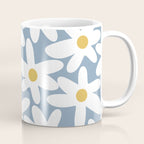 Daisy Time Retro Floral Pattern in Light Blue, White, and Mustard Coffee Mug Gallery Image 1