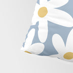Daisy Time Retro Floral Pattern in Light Blue, White, and Mustard Pillow Sham Gallery Image 4