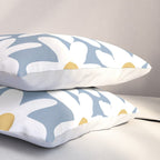 Daisy Time Retro Floral Pattern in Light Blue, White, and Mustard Pillow Sham Gallery Image 3