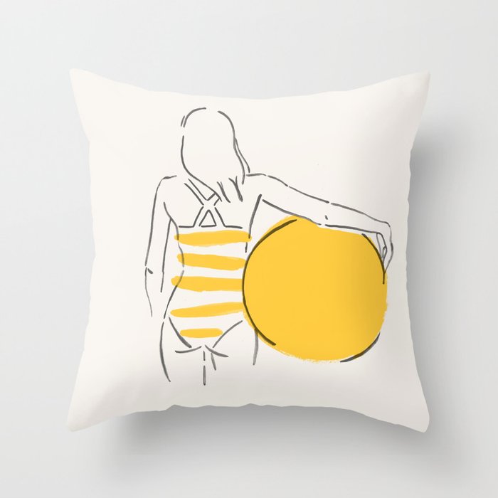 Summer ready - line drawing Throw Pillow Gallery Image 6