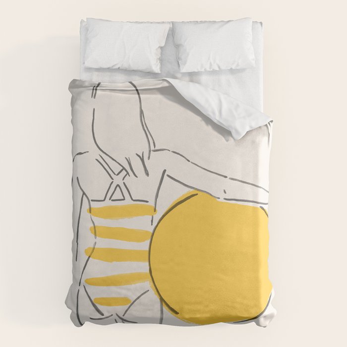 Summer ready - line drawing Duvet Cover Gallery Image 1