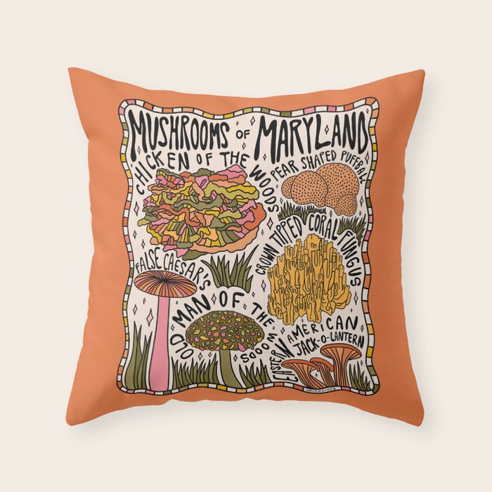 Mushrooms of Maryland Throw Pillow Gallery Image 6