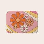 Groovy Floral Daydream Retro 60s 70s Flowers Pink Orange Yellow Bath Mat Gallery Image 1