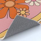Groovy Floral Daydream Retro 60s 70s Flowers Pink Orange Yellow Rug Gallery Image 4