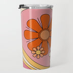 Groovy Floral Daydream Retro 60s 70s Flowers Pink Orange Yellow Travel Mug Gallery Image 3