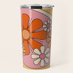 Groovy Floral Daydream Retro 60s 70s Flowers Pink Orange Yellow Travel Mug Gallery Image 1