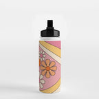 Groovy Floral Daydream Retro 60s 70s Flowers Pink Orange Yellow Water Bottle Gallery Image 2