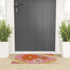 Groovy Floral Daydream Retro 60s 70s Flowers Pink Orange Yellow Welcome Mat Gallery Image 3