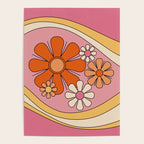 Groovy Floral Daydream Retro 60s 70s Flowers Pink Orange Yellow Poster Gallery Image 4
