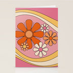 Groovy Floral Daydream Retro 60s 70s Flowers Pink Orange Yellow Stationery Card Gallery Image 2