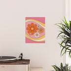 Groovy Floral Daydream Retro 60s 70s Flowers Pink Orange Yellow Poster Gallery Image 2